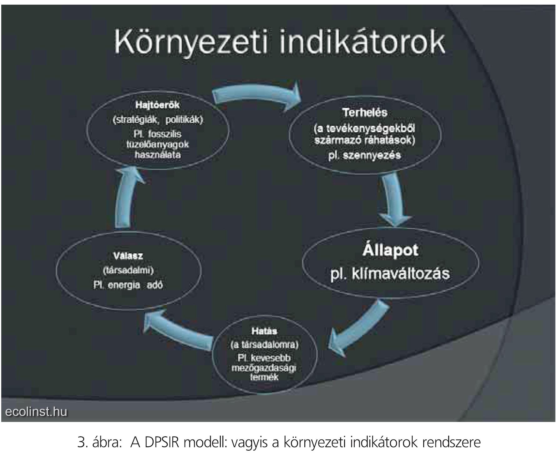 3. ábra: A DPSIR modell? vagyis a környezeti indikátorok rendszere 