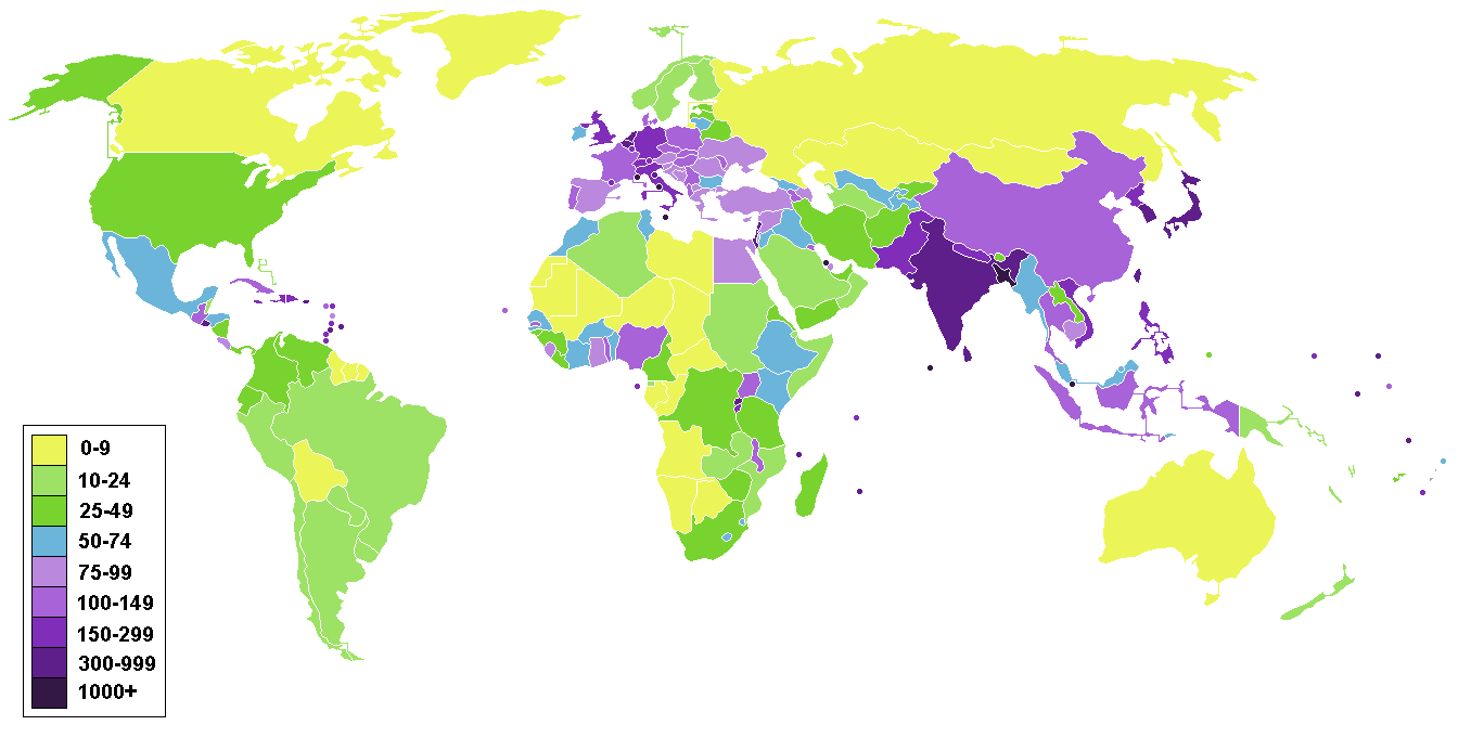 A világ országainak népessége  Forrás: wikipedia.org